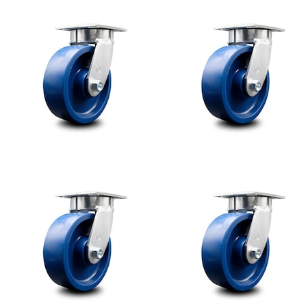 Service Caster 6 Inch Kingpinless Solid Poly Wheel Swivel Top Plate Caster SCC, 4PK SCC-KP30S620-SPUR-4